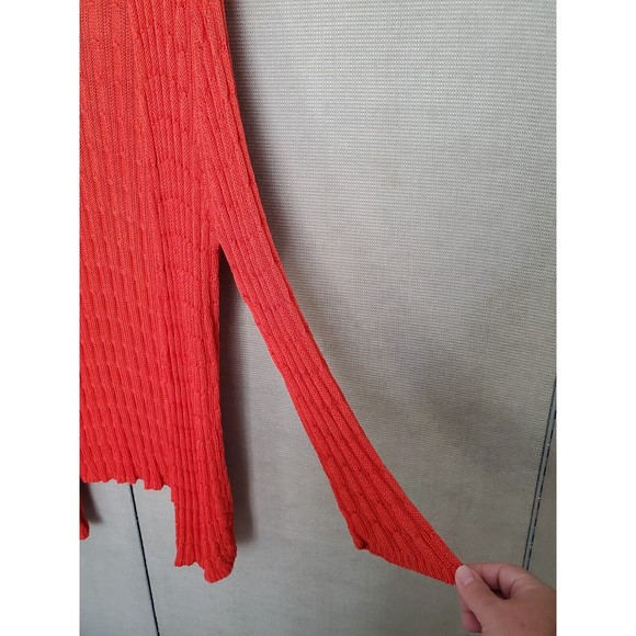 Chico's Orange Open Front Cable Knit Cardigan Size 3 XL - Picture 2 of 7